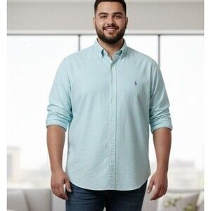 Polo Ralph Lauren Size XXL Long Sleeve Shirt Mint Green Cotton Soft Twill Preppy